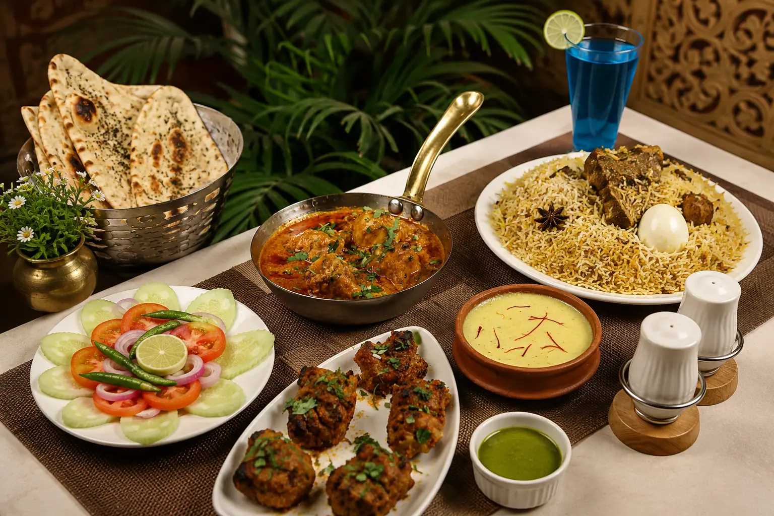 Signature Shiraz spread with biryani and kebabs